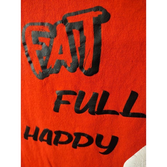 Gildan T Shirt Size L Red Short Sleeve Fat Full Happy Heavy Cotton - Picture 2 of 9